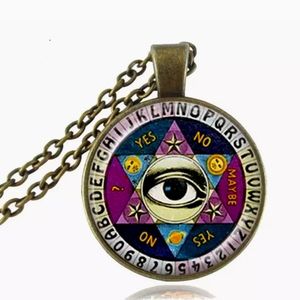 New Seeing Eye Ouija Board Brass Glass Necklace.